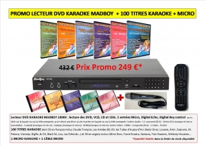 LECTEUR KARAOKÉ DVD MADBOY 1000X + 100 TITRES KARAOKE + MICRO