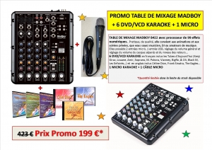 PROMO TABLE DE MIXAGE MADBOY + 6 DVD/VCD KARAOKE + 1 MICROPHONE