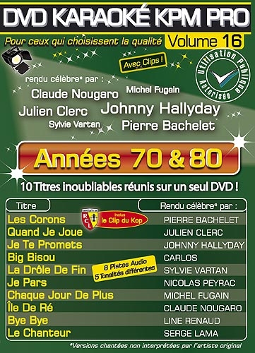 KARAOKE PARIS MUSIQUE - KPM:DVD Karaoke KPM Pro Vol.16 Annees 70 et 80