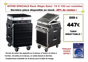 RACK/REGIE GATOR 10 x 12U SUR ROULETTES - PRIX IMBATTABLE
