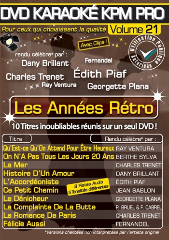 KARAOKE PARIS MUSIQUE - KPM:DVD Karaoke KPM Pro Vol.21 Les Annees Retro