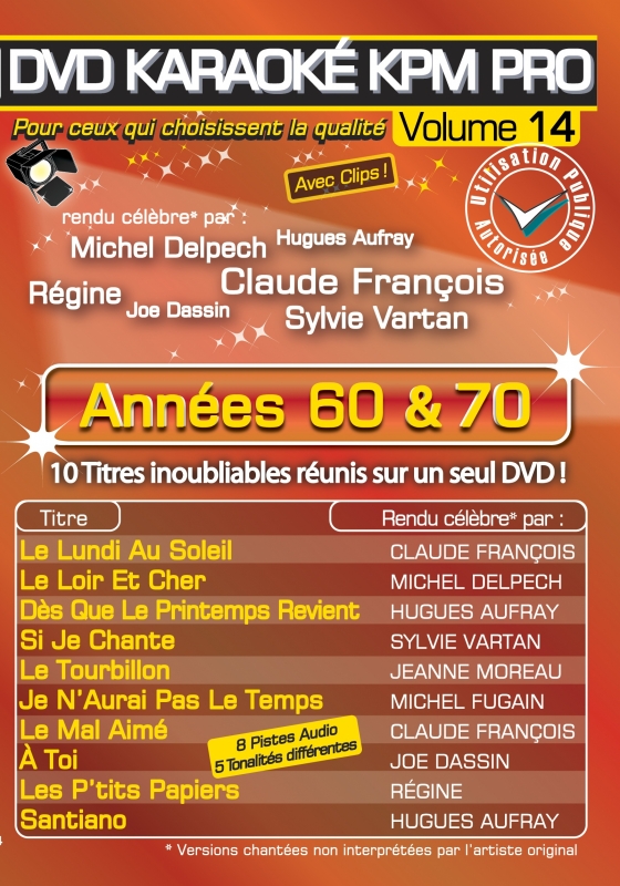 KARAOKE PARIS MUSIQUE - KPM:DVD Karaoke KPM Pro Vol.14 Annees 60 et 70